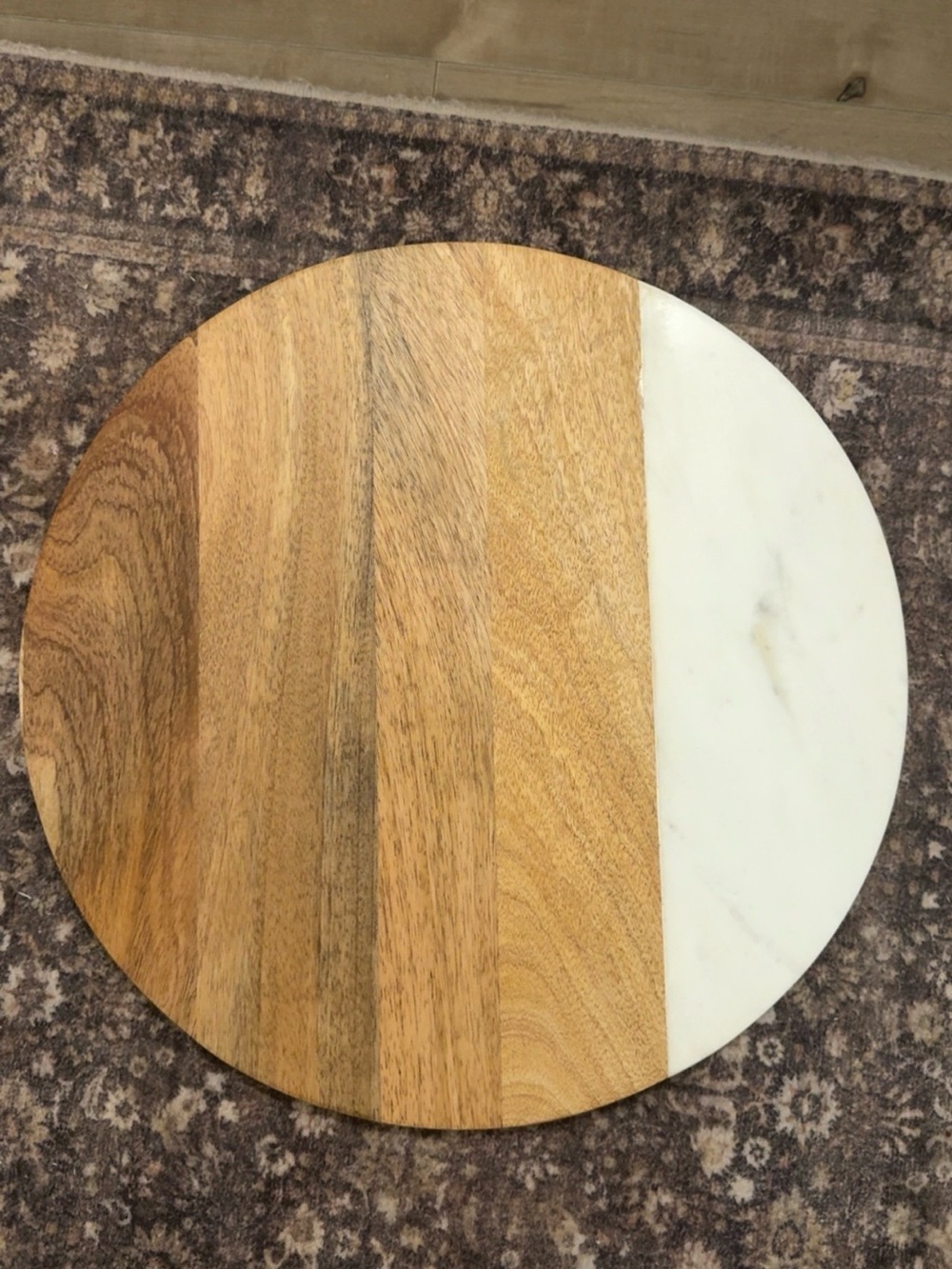 ROUND SERVING BOARD ACACIA WOOD AND MARBLE